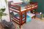 Etagenbett / Stockbett 120 x 200 cm "Easy Premium Line" K24/n, Kopf- und Fußteil gerade, Buche Massivholz Dunkelbraun lackiert, teilbar