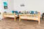 Etagenbett 160 x 200 cm für Erwachsene "Easy Premium Line" K24/n, Kopf- und Fußteil gerade, Buche Massivholz Natur lackiert, teilbar