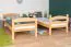 Etagenbett mit Rutsche 90 x 200 cm, Buche Massivholz Natur lackiert, teilbar in zwei Einzelbetten, "Easy Premium Line" K29/n