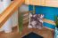 Hochbett mit Rutsche 80 x 200 cm, Buche Massivholz Natur lackiert, umbaubar in ein Einzelbett, "Easy Premium Line" K30/n