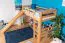 Hochbett mit Rutsche 80 x 200 cm, Buche Massivholz Natur lackiert, umbaubar in ein Einzelbett, "Easy Premium Line" K30/n