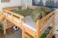 Großes Hochbett mit Rutsche 160 x 190 cm, Buche Massivholz Natur lackiert, umbaubar in ein Einzelbett, "Easy Premium Line" K31/n