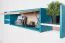 Jugendzimmer - Hängeschrank Aalst 26, Farbe: Eiche / Weiß / Blau - Abmessungen: 25 x 125 x 24 cm (H x B x T)