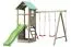 Spielturm S5A inkl. Wellenrutsche, Doppelschaukel-Anbau, Sandkasten, Kletterwand, Holzleiter und Strickleiter - Abmessungen: 330 x 385 cm (B x T)
