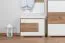 Sitzbank mit Stauraum Manase 13, Farbe: Eiche Braun / Weiß Hochglanz - 48 x 63 x 36 cm (H x B x T)