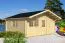 Holz-Gartenhaus 5,95 x 5,49 Meter (inkl. Dach) | 2 Fenster | 70 mm Blockbohlen |natur unbehandelt | Satteldach | inkl. Fußboden | aus nordischer Fichte Abbildung