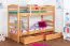 Massivholz Etagenbett inkl. Stauraum für Kinder und Jugendliche | inkl. 2 Schubladen | Matratzenmaß: 90 x 200 cm | Natur Lackiert | umbaubar in 2 Einzelbetten | Premium-Qualität | inkl. Rollroste Abbildung