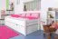 Bettrahmen für Kinder / Kinderbett 90 x 200 cm | Massivholz: Buche | Weiß Lackiert | inkl. 2. Liegeplatz 90 x 190 cm ausziehbar und 2 Rollrost | besonders hohe Qualität Abbildung