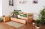 Bettrahmen für Kinder / Kinderbett 90 x 200 cm | Massivholz: Buche | Natur Lackiert | inkl. 2. Liegeplatz 90 x 190 cm ausziehbar und 2 Rollrost | besonders hohe Qualität Abbildung