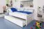 Ausziehbett / Kinderbett 90 x 200 cm | Massivholz: Buche | Weiß Lackiert | inkl. 2. Liegeplatz 90 x 190 cm ausziehbar und 2 Rollrost Abbildung