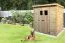 Kleines Holz-Gerätehaus - 1,3 x 2 Meter - aus Holz / Blockbohlen - inkl. Dachpappe - Satteldach Abbildung