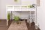 Massivholz Hochbett für Kinder | Matratzenmaß: 120 x 200 cm | Weiß Lackiert | umbaubar in Einzelbett | Premium-Qualität | inkl. Rollrost Abbildung