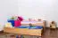Bettrahmen für Kinder / Kinderzimmer-Bett 90 x 200 cm | Massivholz: Buche | Natur Lackiert | inkl. 2. Liegeplatz 90 x 190 cm ausziehbar und 2 Rollrost | besonders hohe Qualität Abbildung