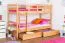 Jugendstockbett inkl. Stauraum (2 Schubladen) | 90 x 200 cm | Massivholz: Buche | Natur Lackiert | umbaubar in 2 Einzelbetten | Premium-Qualität | inkl. Rollroste Abbildung