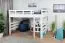 Weißes Kinder-Hochbett 120 x 190 cm | Massivholz: Buche | Weiß Lackiert | umbaubar in Einzelbett | Premium-Qualität | inkl. Rollrost Abbildung