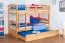 Jugendetagenbett 90 x 200 cm + Bettkasten/Stauraum/Ausziehbett | Massivholz: Buche | Natur Lackiert | umbaubar/teilbar in 2 Einzelbetten | inkl. Rollroste Abbildung