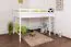 Weißes Kinder-Hochbett 120 x 200 cm | Massivholz: Buche | Weiß Lackiert | umbaubar in Einzelbett | Premium-Qualität | inkl. Rollrost Abbildung