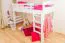 Weißes Kinder-Hochbett 90 x 200 cm | Massivholz: Buche | Weiß Lackiert | umbaubar in Einzelbett | Premium-Qualität | inkl. Rollrost Abbildung
