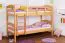 Kinderetagenbett 90 x 200 cm | Massivholz: Buche | Natur Lackiert | umbaubar in 2 Einzelbetten | Premium-Qualität | inkl. Rollroste Abbildung