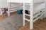 Kinderhochbett 140 x 190 cm | Massivholz: Buche | Weiß Lackiert | umbaubar in Einzelbett | Premium-Qualität | inkl. Rollrost Abbildung