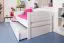 Bettrahmen für Kinder 90 x 200 cm mit Ausziehbett 90 x 190 cm | Massivholz: Buche | Weiß Lackiert | inkl. 2. Liegeplatz 90 x 190 cm ausziehbar und 2 Rollrost Abbildung
