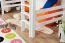 Weißes Kinder-Hochbett 120 x 190 cm | Massivholz: Buche | Weiß Lackiert | umbaubar in Einzelbett | Premium-Qualität | inkl. Rollrost Abbildung