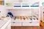 Kinderetagenbett inkl. Stauraum (2 Schubkästen) | 90 x 200 cm | Massivholz: Buche | Weiß Lackiert | umbaubar in 2 Einzelbetten | Premium-Qualität | inkl. Rollroste Abbildung