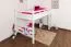 Weißes Kinder-Hochbett 120 x 200 cm | Massivholz: Buche | Weiß Lackiert | umbaubar in Einzelbett | Premium-Qualität | inkl. Rollrost Abbildung
