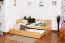 Kinderbett 90 x 200 cm mit Ausziehbett 90 x 190 cm | Massivholz: Buche | Natur Lackiert | inkl. 2. Liegeplatz 90 x 190 cm ausziehbar und 2 Rollrost Abbildung