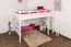 Weißes Kinder-Hochbett 120 x 200 cm | Massivholz: Buche | Weiß Lackiert | umbaubar in Einzelbett | Premium-Qualität | inkl. Rollrost Abbildung