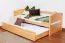 Kinderbett 90 x 200 cm mit Ausziehbett 90 x 190 cm | Massivholz: Buche | Natur Lackiert | inkl. 2. Liegeplatz 90 x 190 cm ausziehbar und 2 Rollrost Abbildung