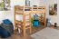 Kinderzimmer-Hochbett 90 x 190 cm | Massivholz: Buche | Natur Lackiert | umbaubar in Einzelbett | Premium-Qualität | inkl. Rollrost Abbildung