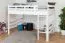 Kinderhochbett 140 x 190 cm | Massivholz: Buche | Weiß Lackiert | umbaubar in Einzelbett | Premium-Qualität | inkl. Rollrost Abbildung