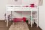 Weißes Kinder-Hochbett 120 x 200 cm | Massivholz: Buche | Weiß Lackiert | umbaubar in Einzelbett | Premium-Qualität | inkl. Rollrost Abbildung