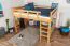 Jugendzimmer-Hochbett 160 x 200 cm | Massivholz: Buche | Natur Lackiert | umbaubar in Einzelbett | Premium-Qualität | inkl. Rollrost Abbildung