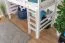 Weißes Kinderzimmer-Hochbett 90 x 190 cm | Massivholz: Buche | Weiß Lackiert | umbaubar in Einzelbett | Premium-Qualität | inkl. Rollrost Abbildung