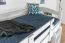 Weißes Kinderzimmer-Hochbett 90 x 190 cm | Massivholz: Buche | Weiß Lackiert | umbaubar in Einzelbett | Premium-Qualität | inkl. Rollrost Abbildung