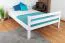 Kinderhochbett 140 x 190 cm | Massivholz: Buche | Weiß Lackiert | umbaubar in Einzelbett | Premium-Qualität | inkl. Rollrost Abbildung