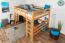 Jugendzimmer-Hochbett 160 x 200 cm | Massivholz: Buche | Natur Lackiert | umbaubar in Einzelbett | Premium-Qualität | inkl. Rollrost Abbildung