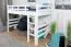 Weißes Kinder-Hochbett 120 x 190 cm | Massivholz: Buche | Weiß Lackiert | umbaubar in Einzelbett | Premium-Qualität | inkl. Rollrost Abbildung