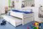 Kinderbett 90 x 200 cm mit Ausziehbett 90 x 190 cm als Gästebett-Funktion | Massivholz: Buche | Weiß Lackiert | inkl. 2. Liegeplatz 90 x 190 cm ausziehbar und 2 Rollrost Abbildung
