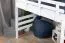 Weißes Kinder-Hochbett 120 x 190 cm | Massivholz: Buche | Weiß Lackiert | umbaubar in Einzelbett | Premium-Qualität | inkl. Rollrost Abbildung
