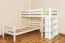 Etagenbett L-Form 90 x 200 cm | Buche Massivholz | weiß lackiert | mit Regal | inkl. Rollrost | umbaubar in Einzelbetten Abbildung