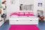Kinderbett 90 x 200 cm mit Ausziehbett 90 x 190 cm als Gästebett-Funktion | Massivholz: Buche | Weiß Lackiert | inkl. 2. Liegeplatz 90 x 190 cm ausziehbar und 2 Rollrost Abbildung