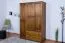 Kleiderschrank | 3 Drehtüren | 2 Schubladen | 5 Fächer | mit Kleiderstange | 135 cm breit | Massivholz | Farbe: Eiche Rustikal Abbildung