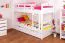 90 x 200 cm Etagenbett mit Stauraum / 2 Schubkästen für Jugendliche Massivholz: Buche | Weiß Lackiert | umbaubar in 2 Einzelbetten | Premium-Qualität | inkl. Rollroste Abbildung