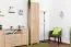 Schmaler Kleiderschrank | 2 Drehtüren | 1 Schublade | 8 Fächer | mit Kleiderstange | 50 cm breit | Farbe: Braun Abbildung