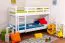 Etagenbett für Kinder 90 x 200 cm | Massivholz: Buche | Weiß Lackiert | umbaubar in 2 Einzelbetten | inkl. Rollroste Abbildung