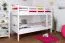 Etagenbett für Kinder 90 x 190 cm | Massivholz: Buche | Weiß Lackiert | umbaubar in 2 Einzelbetten | inkl. Rollroste Abbildung