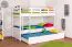 Etagenbett + Ausziehbett für Kinder 90 x 200 cm | Massivholz: Buche | Weiß Lackiert | inkl. Bettkasten | umbaubar in 2 Einzelbetten | inkl. Rollroste Abbildung